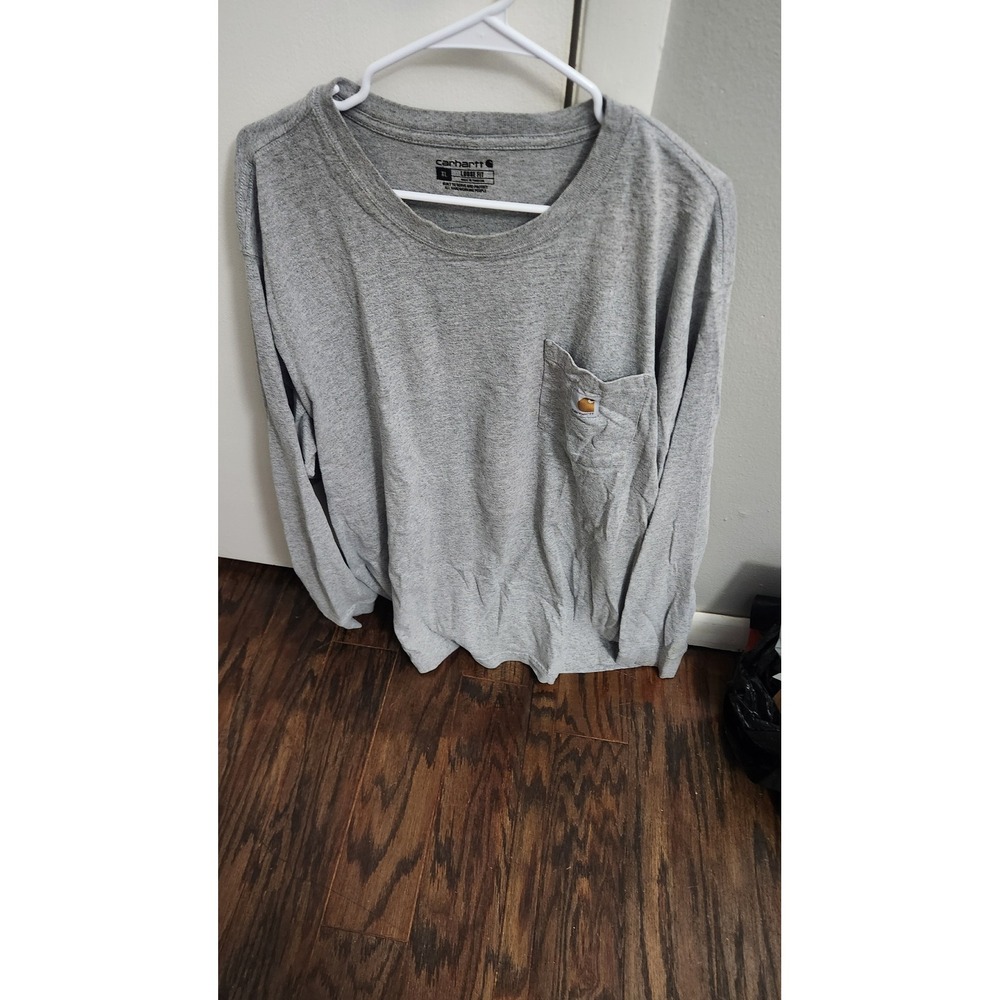 Carhartt Mens XL Loose Fit Long Sleeve Pocket T-Shirt Heather Gray Workwear Tee